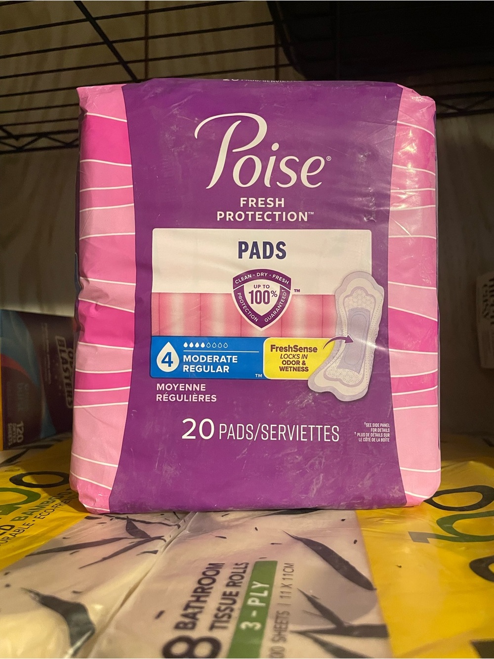 Poise Fresh Protection Moderate Regular Pads - Pink & Purple